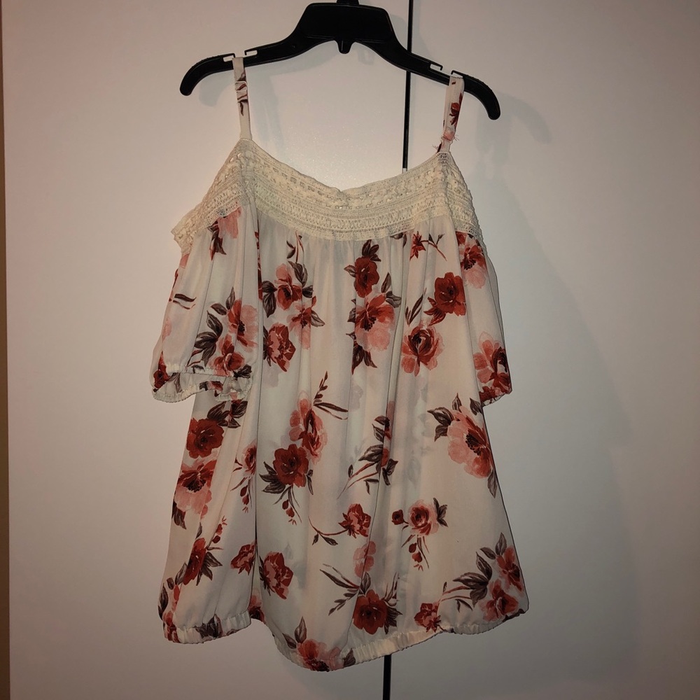 Torrid white floral off the shoulder blouse